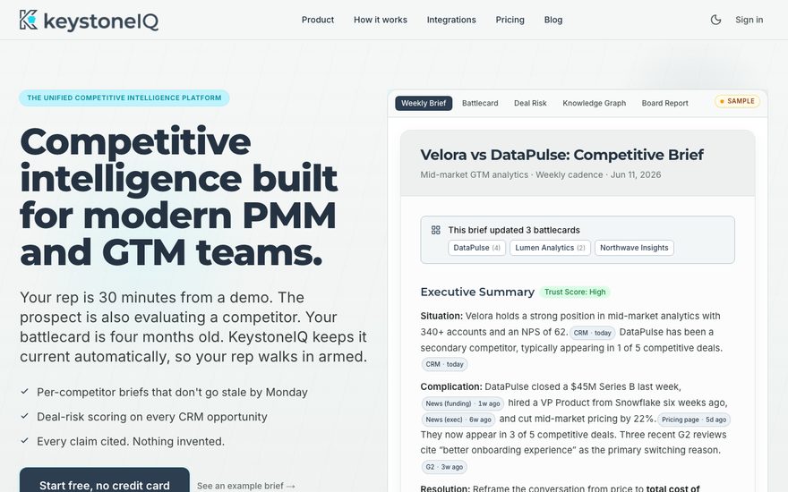 KeystoneIQ — competitive brief with executive summary and battlecard